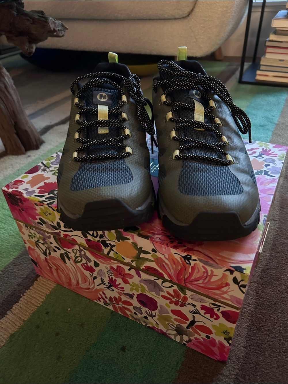 Merrell Olive Green Trail Shoes with Black Accents